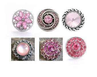 Pink Snap Charms, Snap Buttons for Snap Jewelry, Fits 18mm  - 20mm Ginger Snaps, Noosa, Magnolia & Vine, SC67