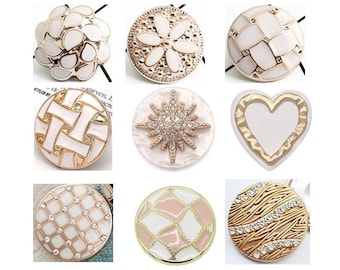 White Snaps, White and Gold Snaps, Off-White Snaps, Snap Jewelry, Fits 18mm Ginger Snaps, Noosa, Magnolia & Vine, SC65