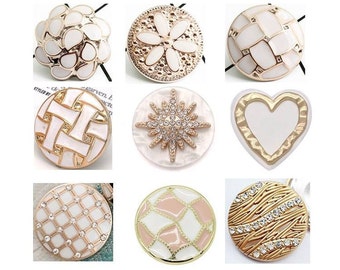 White Snaps, White and Gold Snaps, Off-White Snaps, Snap Jewelry, Fits 18mm Ginger Snaps, Noosa, Magnolia & Vine, SC65