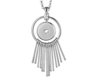 Snap Necklace Fringe Snap Jewelry, Silvertone.  Fits 18mm Ginger Snaps, Noosa, Magnolia and Vine, N9-V