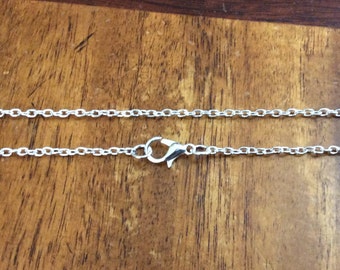 24" Bright Silver tone Link Chain, Necklace Link Chain, 1 piece, C6
