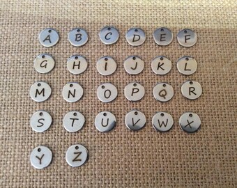 Initial Charms, Letter Charms, Alphabet Charms, Stainless Steel Engraved, #16