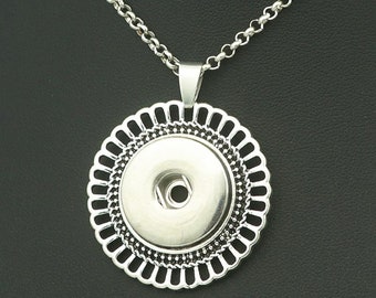 Snap Necklace, Snap Jewelry Necklace,  Silvertone, 24" Link Chain.  Fits 18mm Ginger Snaps, Noosa, Magnolia & Vine, N5