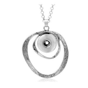 Snap Necklace Etched Rings Snap Necklace, Silvertone, 20" Link Chain + 2" Ext.  Fits 18mm Ginger snaps, Noosa, Magnolia & Vine, N4-V