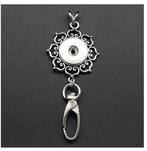 Lanyard Snap Necklace, Badge Holder Snap Jewelry Lanyard, Heart Flowers