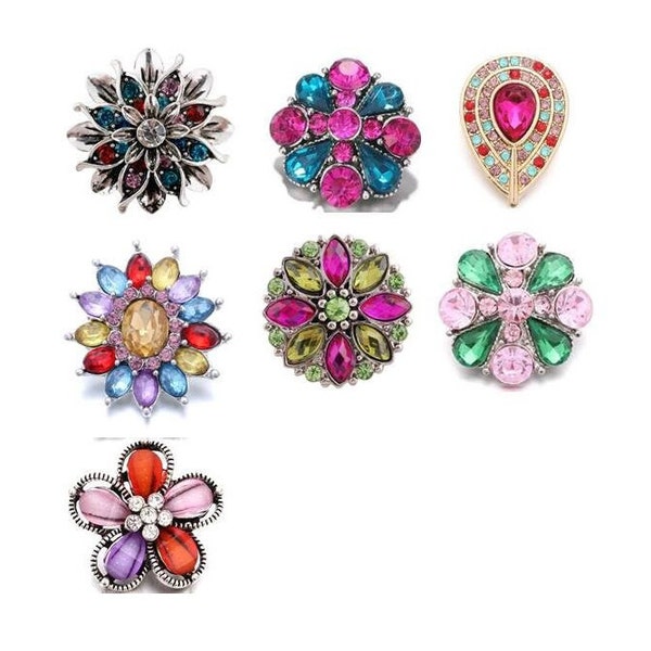 Multicolored Snap Charms, Red White and Blue, Pink, Yellow, Green, Purple Snap for Snap Jewelry, Fits 18mm Ginger Snaps, Magnolia Vine SC200