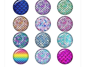 Mermaid Snap, Mermaid Scale Snap, Fish Scale Snap, Snap Jewelry Snap, Print Under Glass Snap, Fits 18mm Ginger Snaps, Magnolia & Vine, SC44