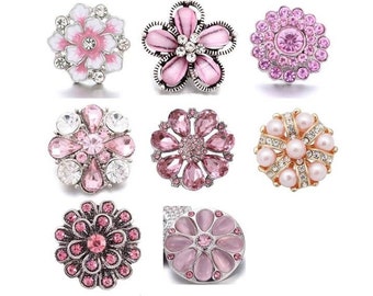 Pink Snap Charms, Snap Buttons for Snap Jewelry, Fits 18mm  - 20mm Ginger Snaps, Noosa, Magnolia & Vine, SC222