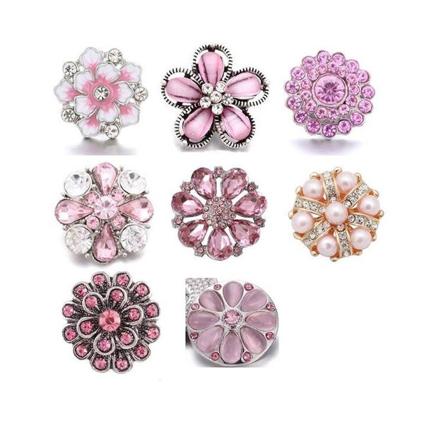 Pink Snap Charms, Snap Buttons for Snap Jewelry, Fits 18mm  - 20mm Ginger Snaps, Noosa, Magnolia & Vine, SC222