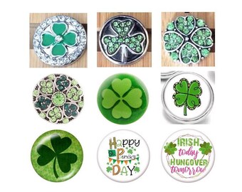 Clover Snap, St Patrick's Day Snap, Four Leaf Clover, Shamrock, Irish Snap, Green, Good Luck,  Fits 18mm Ginger Snaps, Magnolia Vine, SC61