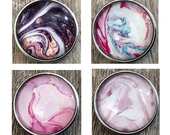 Pink Snap, Purple Snap, Pink Flower Snap, Snap Button Charms for Snap Jewelry.  Fits 18mm Ginger Snaps, Magnolia Vine, SC62