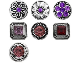 12mm Snaps, Purple Snaps, Wine Snaps, Light Purple Snaps, Dark Purple Snaps,  Fits 12mm Ginger Snaps, Noosa, Magnolia & Vine, PS3