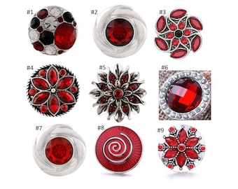 Red Snaps, Ruby Red Snaps, Bright Red Snaps for Snap Jewelry.  Fits 18mm Ginger Snaps, Magnolia and Vine, SC60/PB