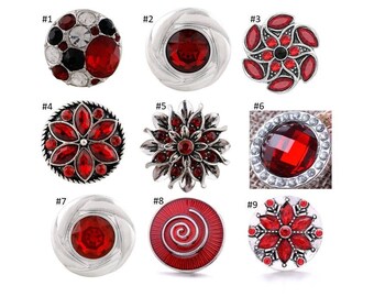 Red Snaps, Ruby Red Snaps, Bright Red Snaps for Snap Jewelry.  Fits 18mm Ginger Snaps, Magnolia and Vine, SC60/PB