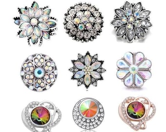 White Snap Charm, Aurora Borealis Snap, Clear Snap,  White Snaps for Snap Jewelry.  Fits 18mm - 20mm Ginger Snaps, Magnolia and Vine, SC210
