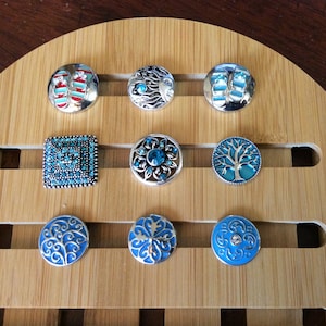 Blue Snap Charms, Flip Flop Charms, Sun Charms, Aqua Blue, Turquoise Blue Snaps.  Fits 18-20mm Ginger Snaps, Noosa, Magnolia and Vine, SC5