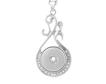 Snap Necklace, Snap Jewelry Necklace, Rhinestones, Silvertone, 20" + 2" Extender Chain.  Fits 18mm Ginger Snaps, Magnolia & Vine, N9-V