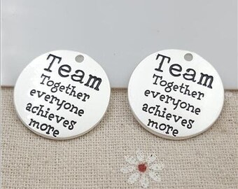 Team Charm, Together everyone achieves more Charm, Inspirational Charm, Motivational Charm, Team Spirit, Team Building, Silvertone #26-6