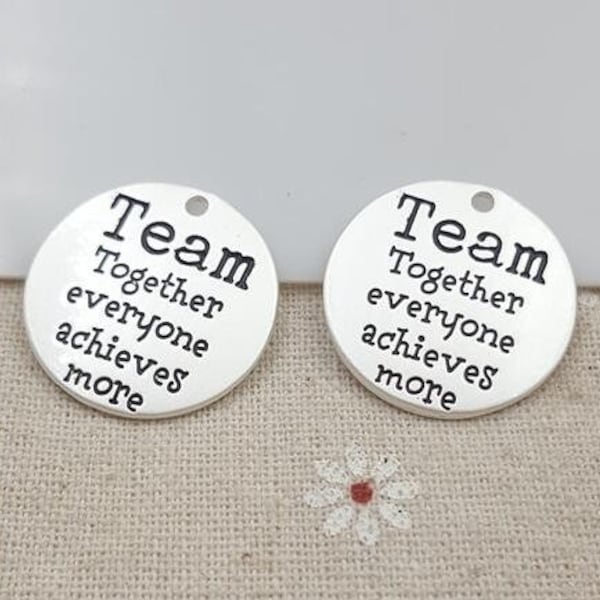 Team Charm, Together everyone achieves more Charm, Inspirational Charm, Motivational Charm, Team Spirit, Team Building, Silvertone #26-6