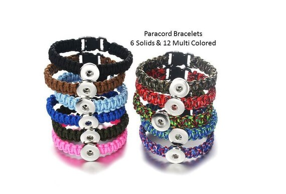 Paracord Snap Bracelet Woven Snap Bracelet Braided 5 Solid Colors 12 Multi colored Fits 18mm Ginger Snaps Magnolia Vine B51 BML Etsy