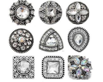 White Snap Charms, Clear Snap Charms,  White Snaps for Snap Jewelry,  Fits 18mm - 20mm Ginger Snaps, Magnolia & Vine, SC211
