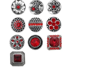 12mm Snaps, Red Snaps,  Fits 12mm Ginger Snaps, Noosa, Magnolia & Vine, PS12