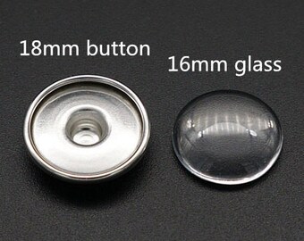 DIY Snap Charm Blank Sets; 50 each of 16mm Glass Cabochon, 18mm Snap Charm Stud Base. Fits 18-20mm Ginger snaps Noosa, Magnolia & Vine DIY-4