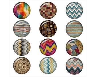 Chevron Snap, Colorful Pattern Snaps, Photo Print Under Glass Snap.  Fits 18mm Ginger Snaps, Magnolia Vine, SC50