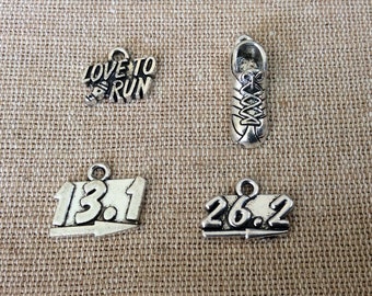 Runner Charms, Marathon Charms, Sports, Silvertone, For Bracelet, Necklace, Earrings, Zipper Pull, Key Chain, Brooches, Bookmarks, Etc, #24
