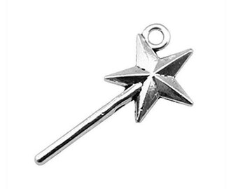 Fairy Wand Charm, Magic Wand Charm, Fairytale  Charms, Silvertone, #32