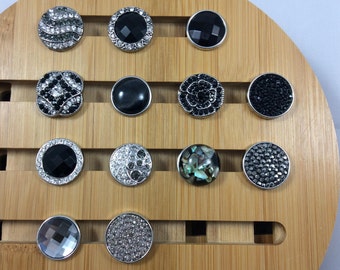 Black Snap Charms/Grey Snap Charms for Snap Jewelry.  Fits 18-20mm Ginger Snaps, Noosa, Magnolia & Vine, others, SC10