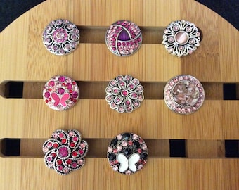 Snap Button Charms, Pink/Purple Snap Button Charms for Snap Jewelry.  Fits 18-20mm Gingersnaps, Noosa, Magnolia & Vine, others, SC20