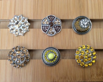 Yellow Snap Charms, Brown, Champagne, Yellow Snap Charms for Snap Jewelry.  Fits 18-20mm Ginger Snaps, Noosa, Magnolia and Vine, SC24