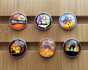 Halloween Snap Charms, Ghost Snap, Pumpkin Snap, Black Cat Snap, Haunted House Snap, Boo Snap, Fits 18mm Ginger Snaps, Magnolia & Vine, SC42