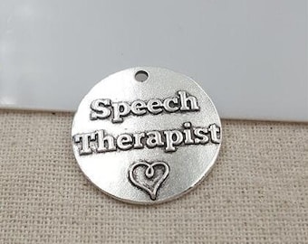 Speech Therapist Charm, Therapist Charm, Word Charm, Message Charm Silvertone #30-15