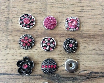 Hot Pink Snap Charms for 12mm PETITE/MINI Snap Jewelry,  Fits 12mm Ginger Snaps, Noosa, Magnolia & Vine, PS4