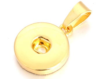 DIY Snap Jewelry 18mm DIY Round Snap Pendant, Gold Tone.  Fits 18-20mm Ginger Snaps, Noosa, Magnolia & Vine, Interchangeable M2