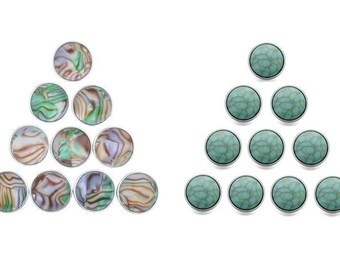 Snap Button Shell or Turquoise , 1 pc, Shell Snap, Turquoise Snap for snap jewelry.  Fits 18-20mm Ginger Snaps Noosa Magnolia & Vine SC2