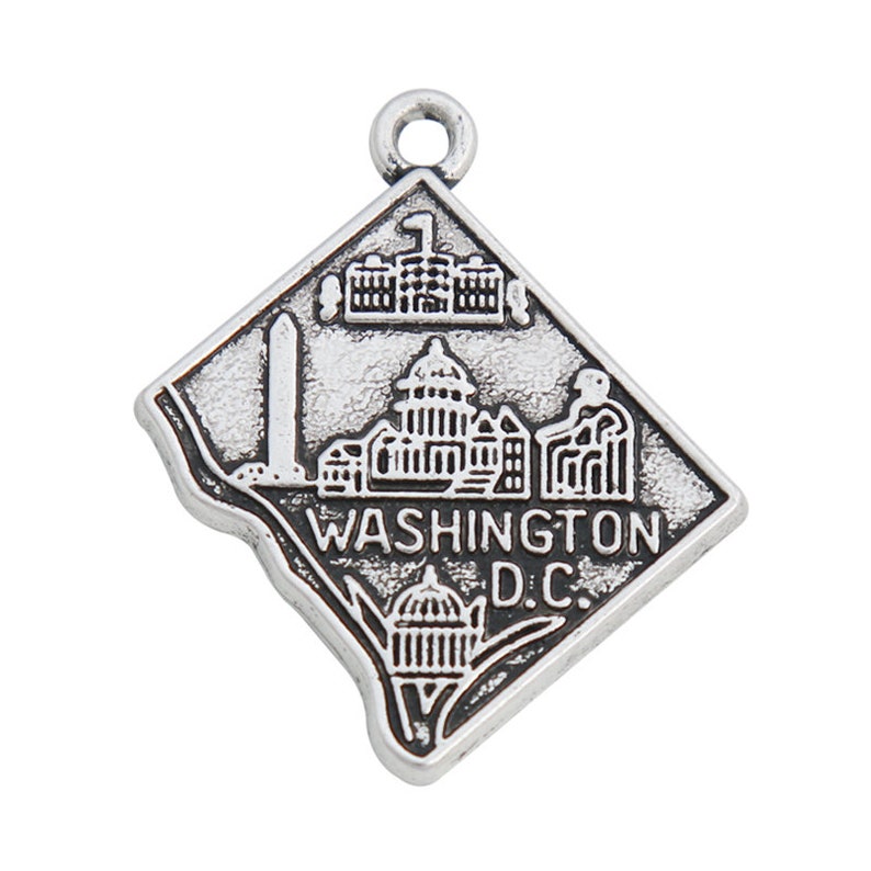 State Charms, Map Charms, 50 States Charms + DC, Silvertone, For Bracelet, Necklace, Earrings, Zipper Pull, Key Chain Brooches, Bookmarks image 4