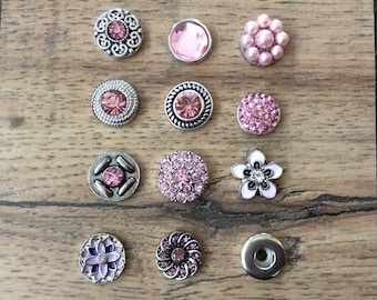 Soft Pink Snap Charms for 12mm PETITE/MINI Snap Jewelry,  Fits 12mm Ginger Snaps, Noosa, Magnolia & Vine, PS4