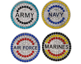 Military Snaps, Army Snap, Navy Snap, Marine Snap, Air Force Snap for Snap Jewelry, Fits 18mm Ginger Snaps,  Magnolia and Vine, SC58