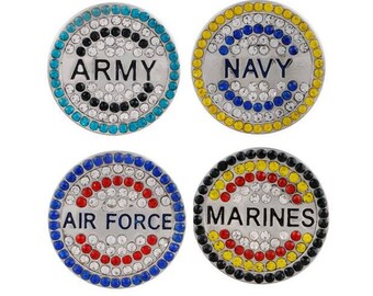 Military Snaps, Army Snap, Navy Snap, Marine Snap, Air Force Snap for Snap Jewelry, Fits 18mm Ginger Snaps,  Magnolia and Vine, SC58