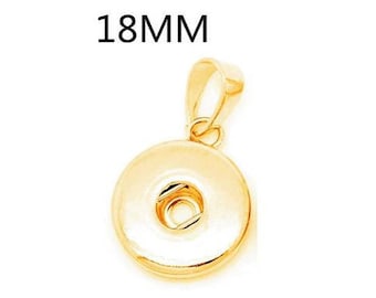 DIY Snap Jewelry 18mm DIY Round Snap Pendant, Gold Tone.  Fits 18-20mm Ginger Snaps, Noosa, Magnolia & Vine, Interchangeable M2