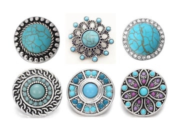 Turquoise Blue Snap for Snap Jewelry, Turquoise Green Snap Button Charms.  Fits 18-20mm Ginger snaps, Noosa, Magnolia & Vine, SC39