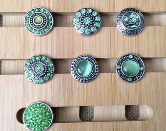 Green Snap Charms for snap jewelry, Green Snap Button Jewelry.  Fits 18mm Ginger Snaps, Noosa, Magnolia & Vine, others, SC7