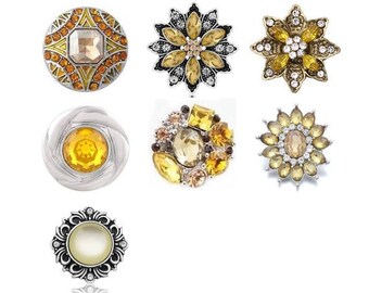 Yellow Snap, Yellow Snap Charms for Snap Jewelry, Fits 18mm - 20mm Ginger Snaps, Noosa, Magnolia Vine, SC207