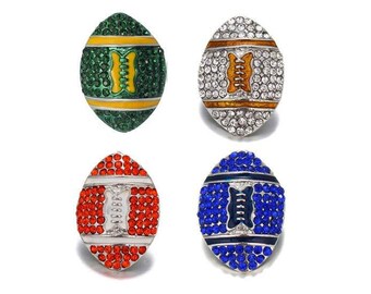 Football Snap Charms, Rhinestone Football Snap Buttons, for Snap Jewelry.  Fits 18mm Ginger Snaps, Noosa, Magnolia & Vine, SC43-GB