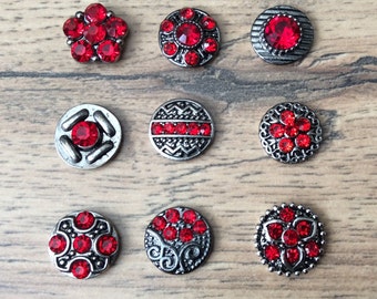 Red Snap Charms, Red Snaps for 12mm PETITE/MINI Snap Jewelry,  Fits 12mm Ginger Snaps, Noosa, Magnolia & Vine, PS7