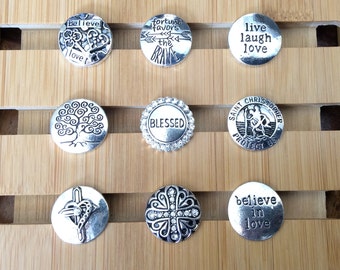 Snap Charms, Inspirational, Faith, Blessed, St Christopher, Snap Charms.  Fits 18-20mm Ginger Snaps, Noosa, Magnolia & Vine, SC37