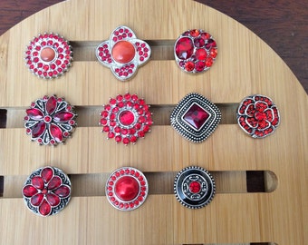 Snap Button, Snap Charms Red Snap Charms for Snap Jewelry.  Fits 18mm Ginger snaps, Noosa, Magnolia & Vine, SC15